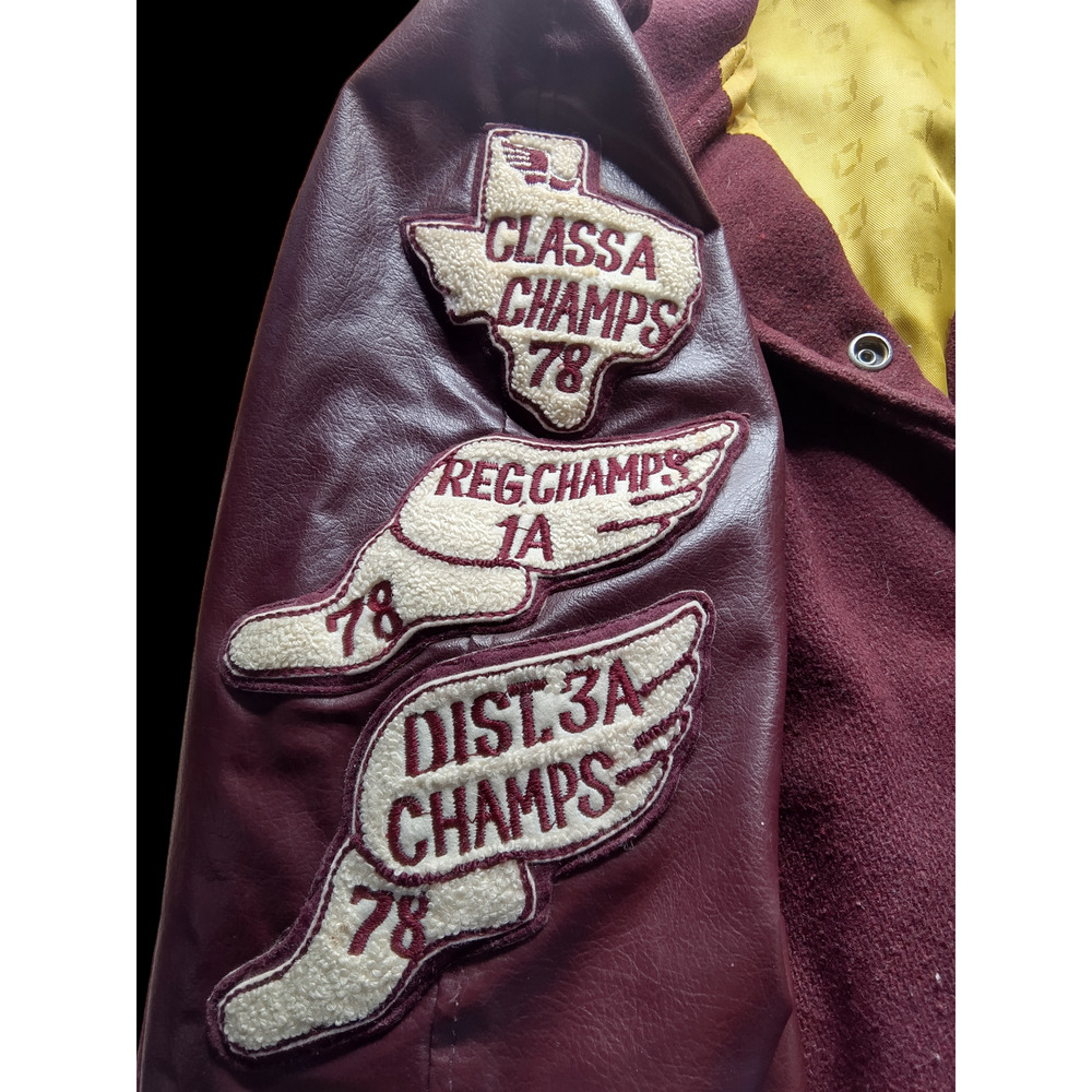 Vintage 70s Kaye Bros Varsity Jacket with Patches Texas Track - Picture 4 of 6